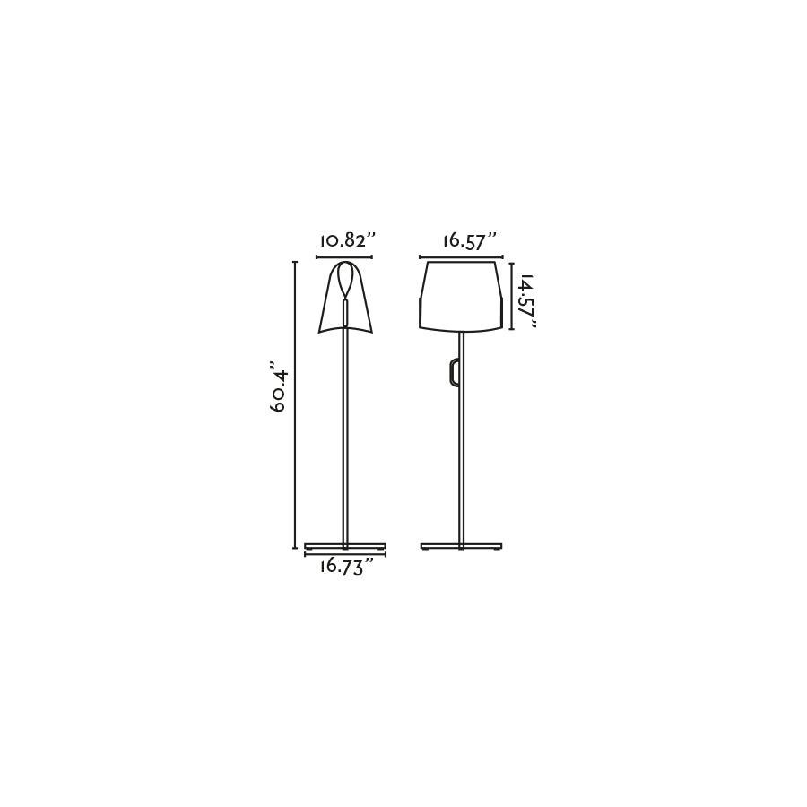 Medidas detalladas de la lámpara de pie LUANG negro/camel de FARO (23003-60-US): diseño orgánico con papiro natural, iluminación LED para luminaria de salón interior y decoración hogar.