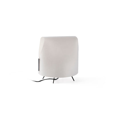 Luminaria de sobremesa LUANG XS negra/beige de FARO, diseño minimalista con pergamino natural y LED para interiores modernos