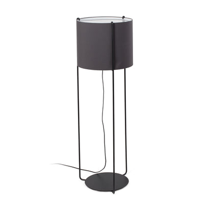 Lámpara de pie DRUM negra y gris de FARO, modelo 24023-34-US, diseño contemporáneo atemporal en acero y textil para iluminación interior.