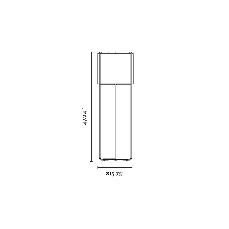 Medidas detalladas de la lámpara de pie DRUM negra/gris FARO modelo 24023-34-US, diseño atemporal de acero y textil para iluminación interior contemporánea