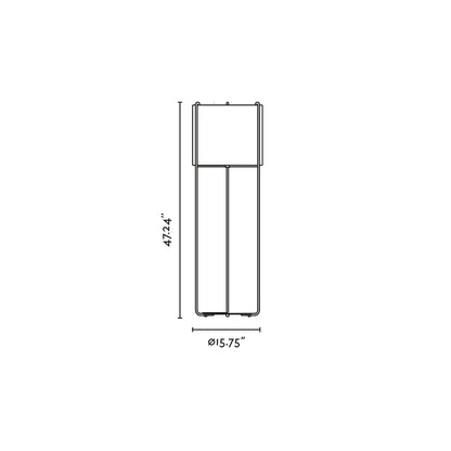 Medidas detalladas de la lámpara de pie DRUM negra/gris FARO modelo 24023-34-US, diseño atemporal de acero y textil para iluminación interior contemporánea