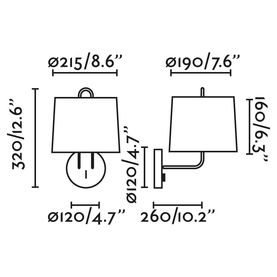 Medidas y dimensiones de la Lámpara de Pared MONTREAL en cromo/blanca de FARO, modelo 24031-01, diseño Nahtrang, luminaria de superficie interior para acero textil en iluminación residencial y oficinas hospitality.