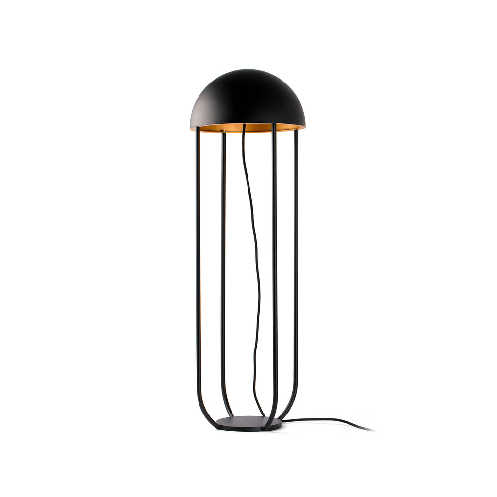 Lámpara de pie JELLYFISH negro y oro diseño moderno de FARO, luminaria LED para salón interior en acero y PMMA, iluminación elegante 24521