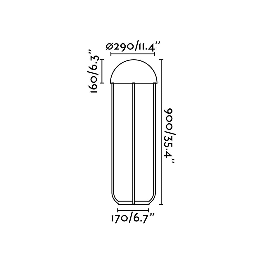Medidas detalladas de la lámpara de pie Jellyfish en negro y oro, modelo 24521 de FARO: altura, diámetro y dimensiones para diseño moderno de iluminación LED en salón interior, con estructura de acero y PMMA.