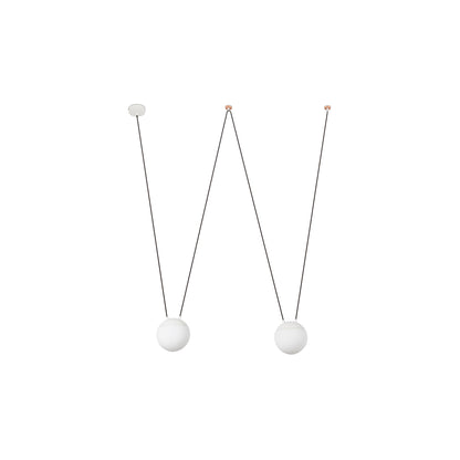 Lámpara colgante MINE PC SPACE 2L en blanco de FARO (28209-2L), diseño moderno de aluminio y opal para iluminación interior residencial y restauración, compatible con bombillas E27 LED