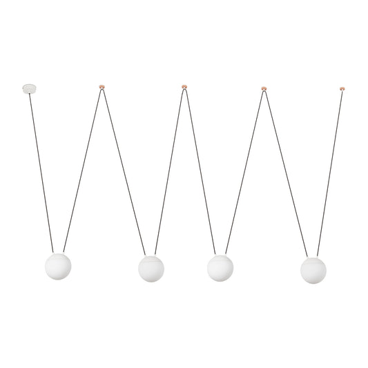 Lámpara colgante MINE PC SPACE 4L blanco FARO 28209-4L, luminaria de suspensión moderna en aluminio y policarbonato para interior residencial y comercial