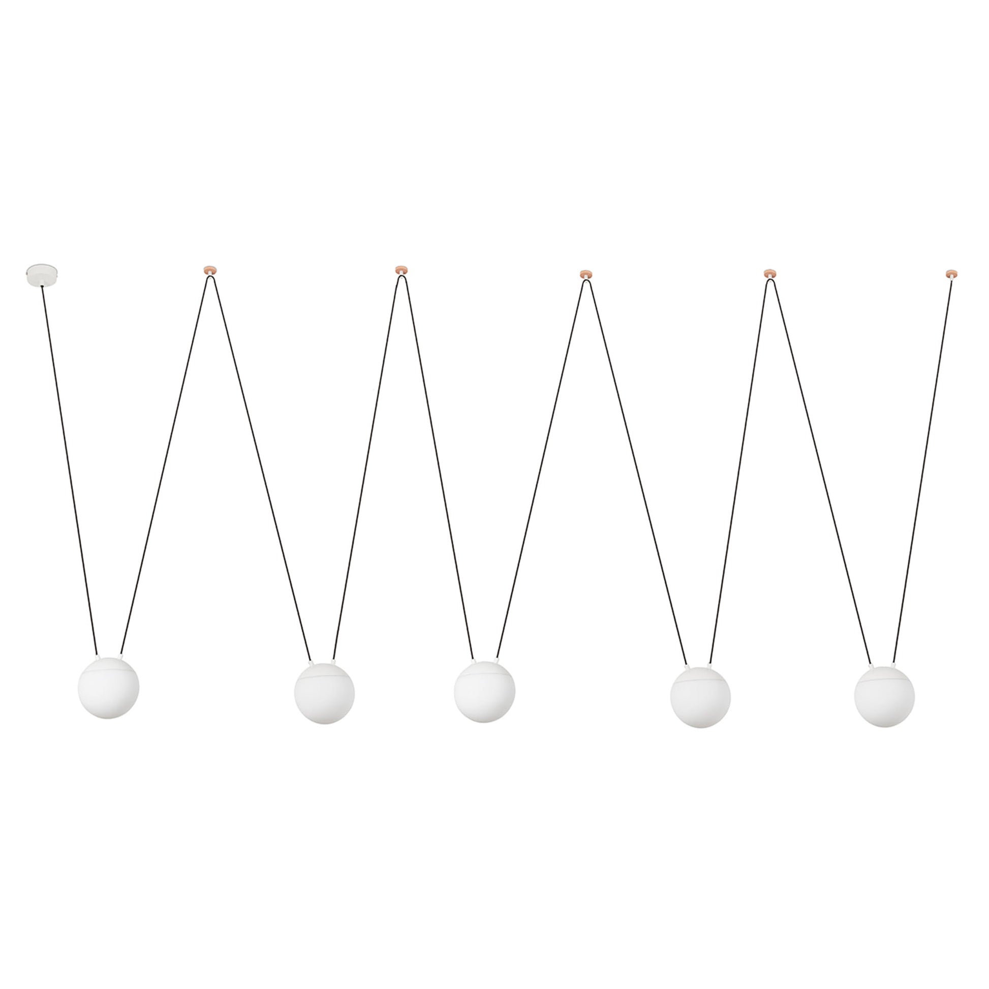 Lámpara colgante MINE PC SPACE 5L blanca de FARO 28209-5L, luminaria de suspensión en aluminio y policarbonato para interiores residenciales, negocios y restauración