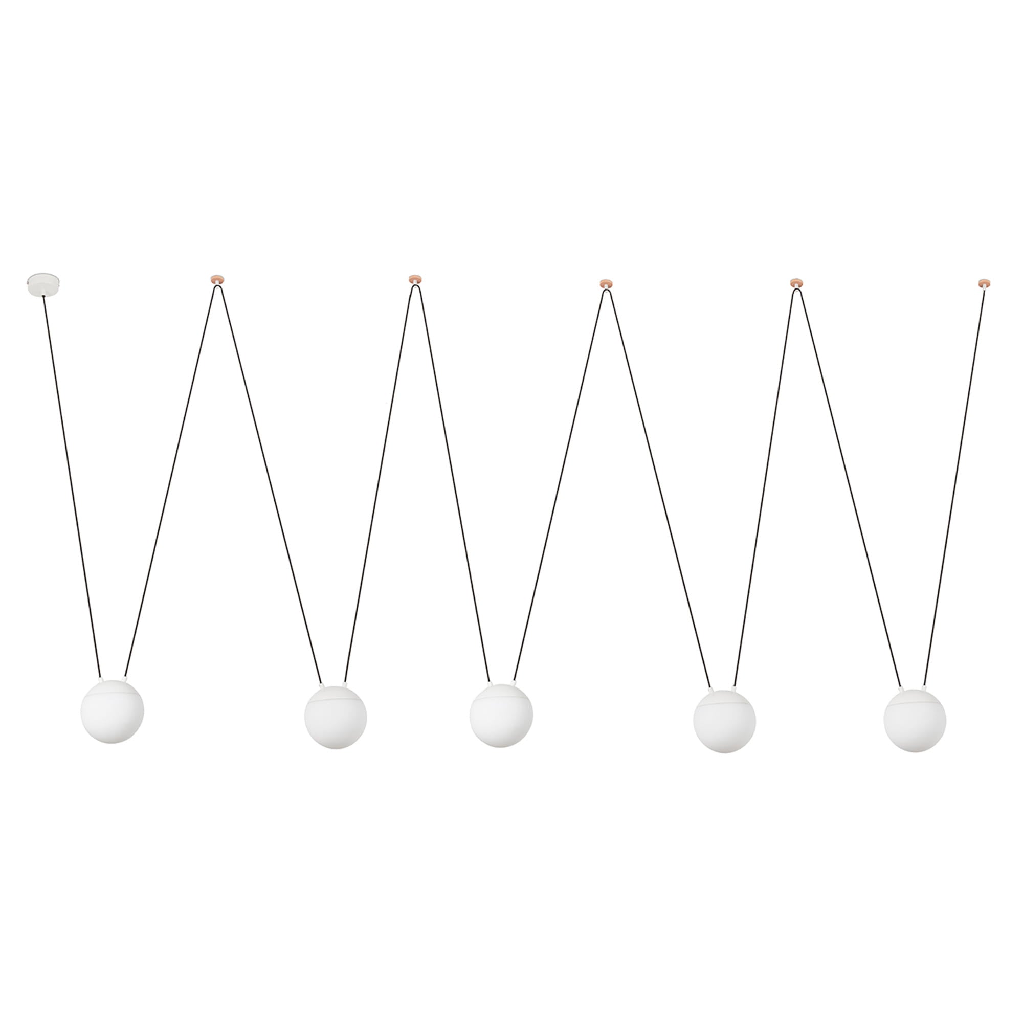 Lámpara colgante MINE PC SPACE 5L blanca de FARO 28209-5L, luminaria de suspensión en aluminio y policarbonato para interiores residenciales, negocios y restauración