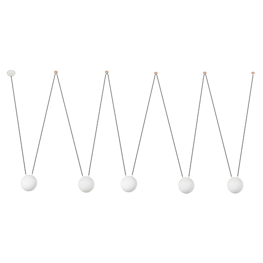 Lámpara colgante MINE PC SPACE 5L blanca de FARO 28209-5L, luminaria de suspensión en aluminio y policarbonato para interiores residenciales, negocios y restauración