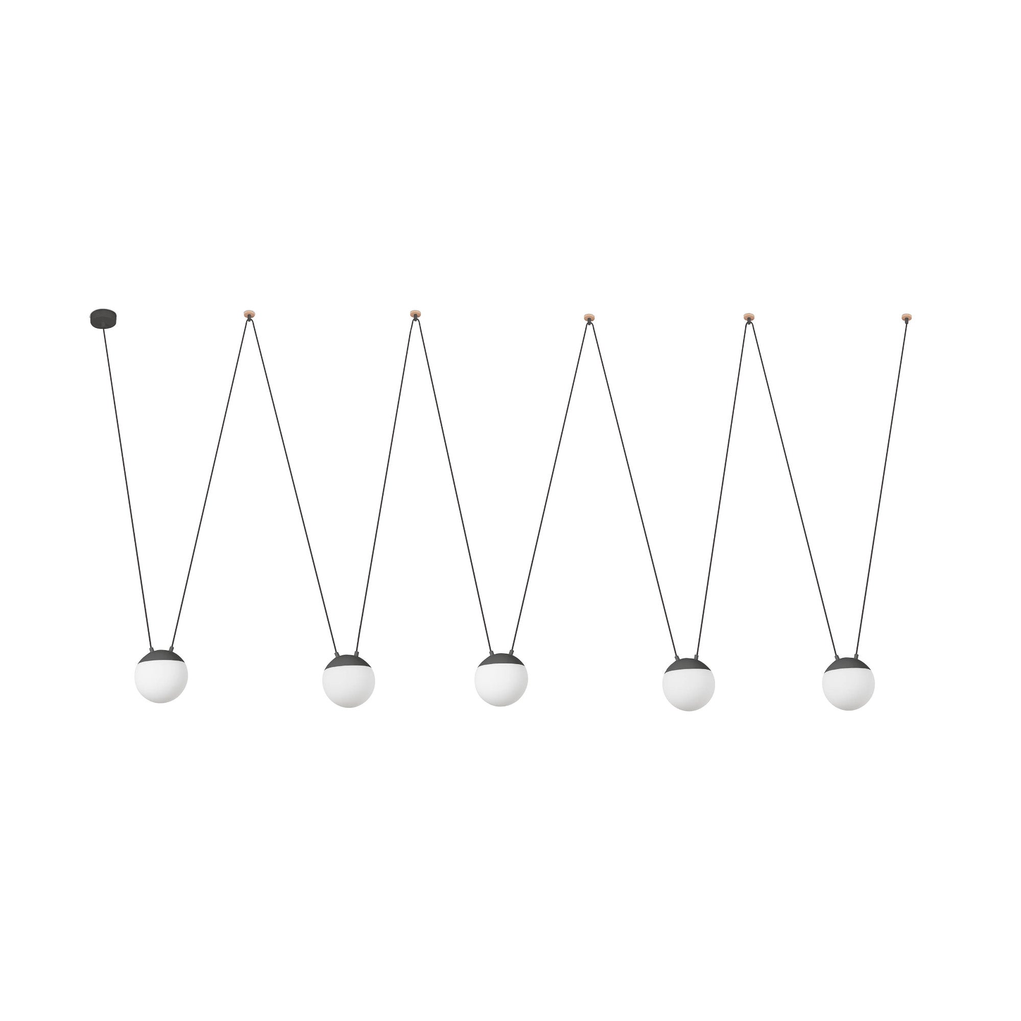 Lámpara colgante MINE PC SPACE 5L gris oscuro de FARO, diseño moderno en aluminio y policarbonato para iluminación residencial interior con casquillos E27 LED