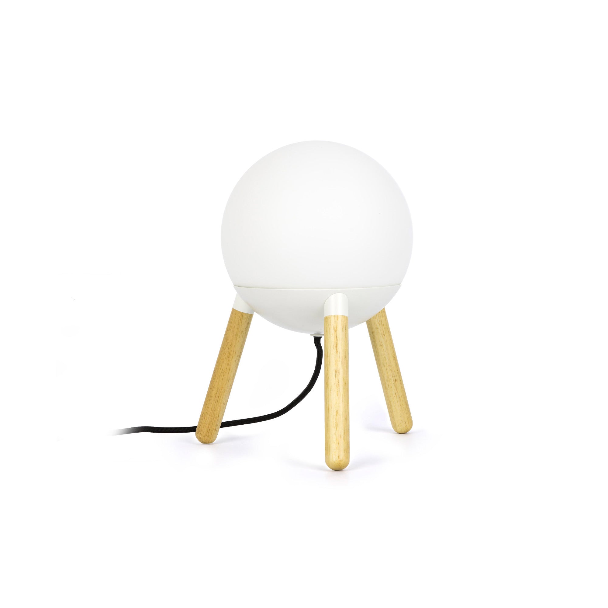Lámpara de sobremesa MINE PC blanca de FARO, diseño Nahtrang minimalista en madera de haya y policarbonato, bombilla E27 LED, iluminación cálida para interior moderno - Ref. 28211