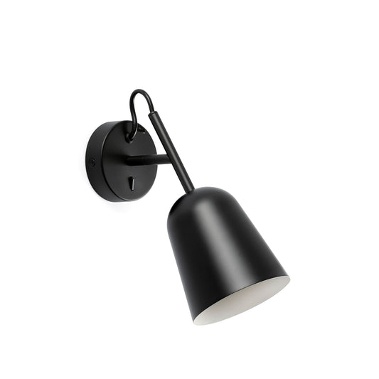 Aplique de pared Studio negro mate de Faro, modelo 28257, luminaria de superficie en acero para interior, diseño NahTrang ideal para hogar y oficina