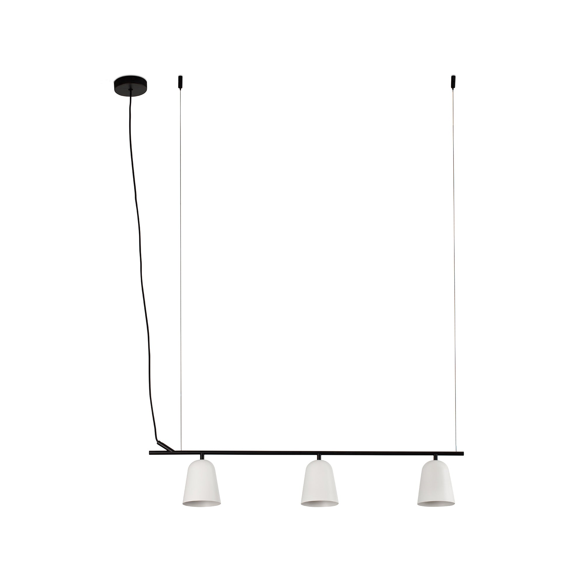 Luminaria colgante lineal STUDIO en blanco de FARO 28267, diseño minimalista de acero LED para interior, ideal para hogar y oficina