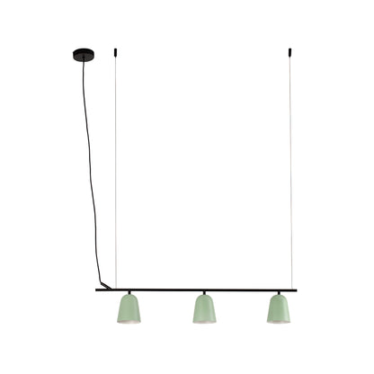 Luminaria colgante lineal STUDIO en verde mate de FARO modelo 28268, diseño moderno de acero con LED para iluminación interior del hogar.