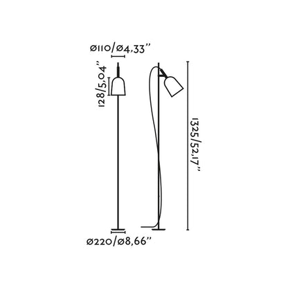 Medidas de la lámpara de pie STUDIO Azul FARO 28271: diseño minimalista en acero para salón e interior, luminaria de superficie azul.