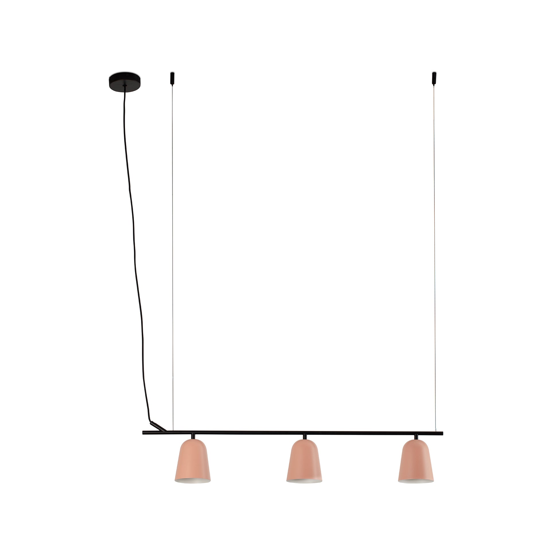 Luminaria colgante lineal STUDIO en rosa mate de FARO modelo 28282, diseño minimalista en acero para interior con bombillas LED E14, ideal para hogar u oficina