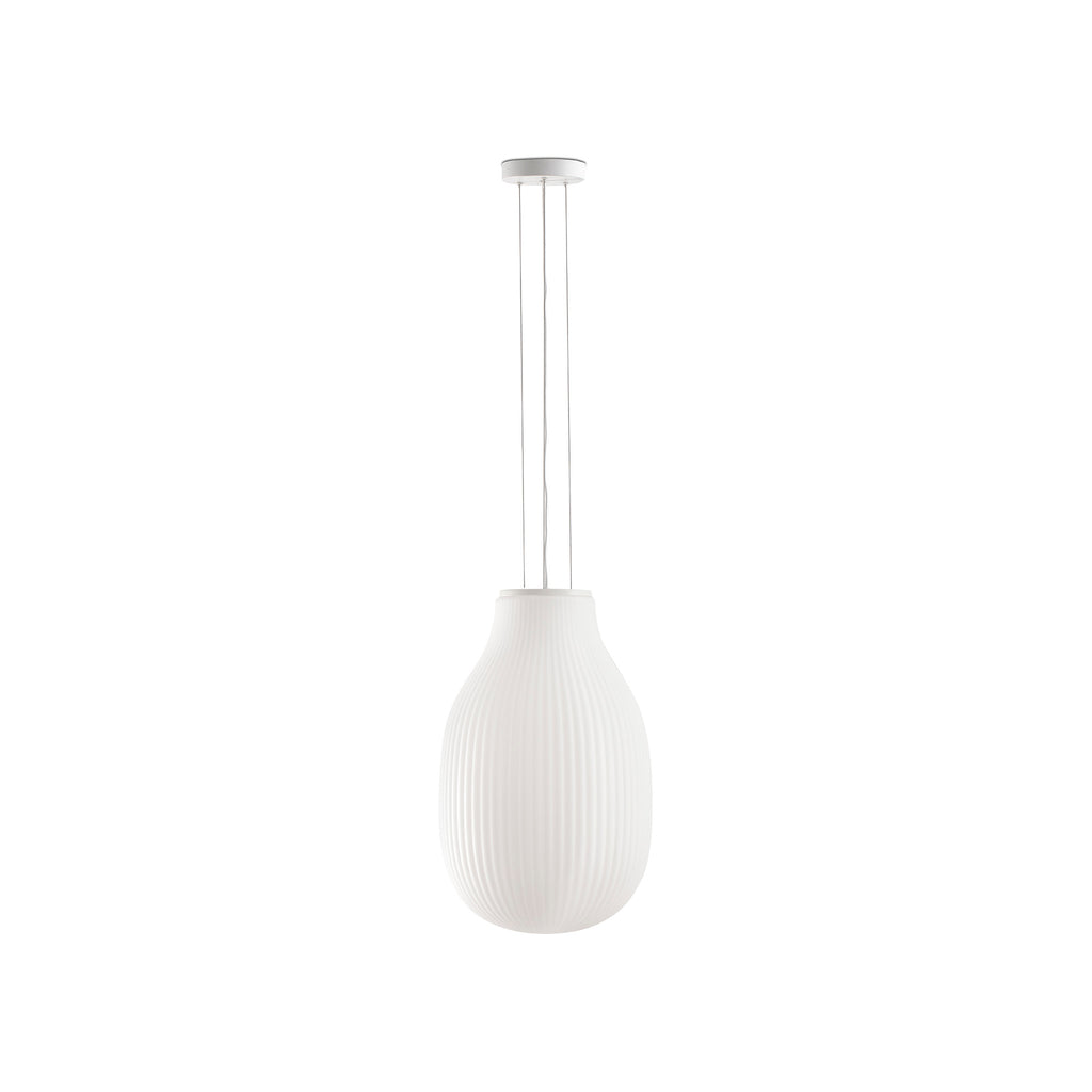 Lámpara colgante Isabelle 310 blanca de Faro, diseño moderno en cristal opal y acero blanco para interior y luminaria de suspensión, ideal para hogar y contract.