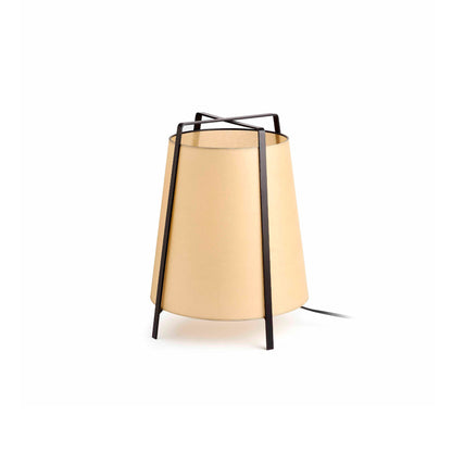 Lámpara de sobremesa AKANE 350 en beige de FARO, diseño español con estructura de acero y pantalla de pergamino, iluminación decorativa para salón interior, modelo 28370