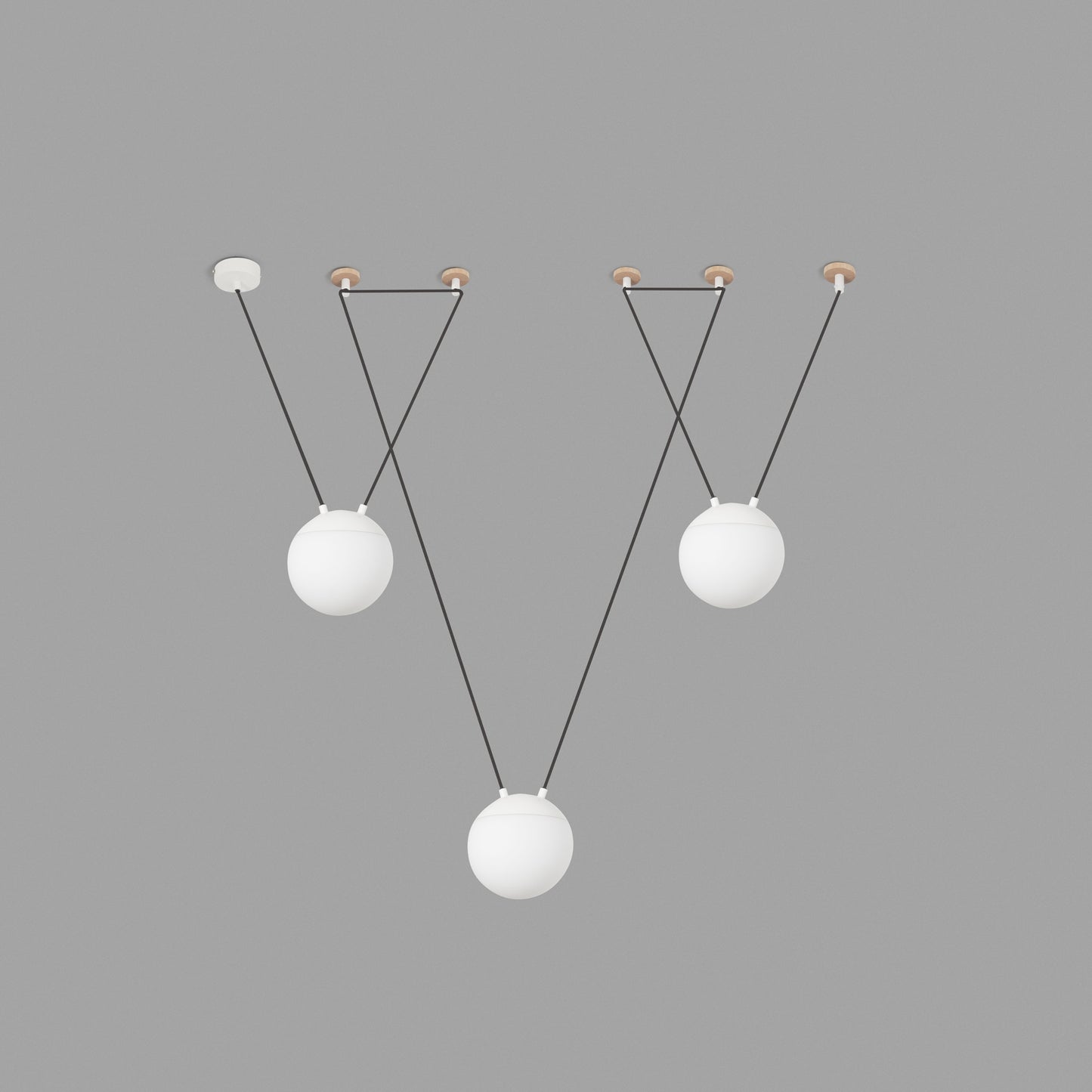 Lámpara colgante MINE GLASS SPACE 3L blanco FARO 28375-3L en ambiente interior moderno, diseño Nahtrang con aluminio y cristal para hogar, restauración y negocios