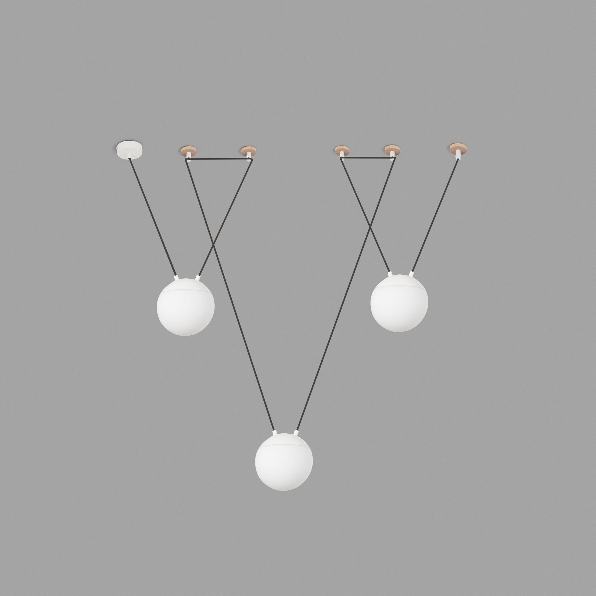 Lámpara colgante MINE GLASS SPACE 3L blanco FARO 28375-3L en ambiente interior moderno, diseño Nahtrang con aluminio y cristal para hogar, restauración y negocios