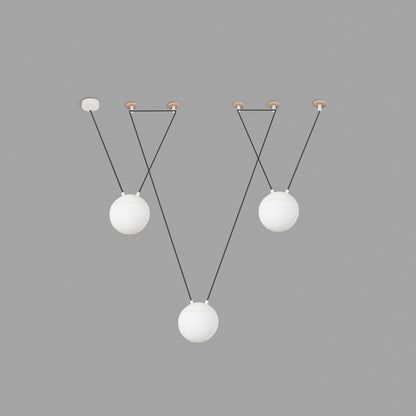 Lámpara colgante MINE GLASS SPACE 3L blanco FARO 28375-3L en ambiente interior moderno, diseño Nahtrang con aluminio y cristal para hogar, restauración y negocios