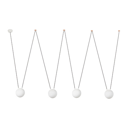 Lámpara colgante MINE GLASS SPACE 4L blanco cristal opal FARO interior, diseño moderno Nahtrang LED E27 iluminación residencial suspensión