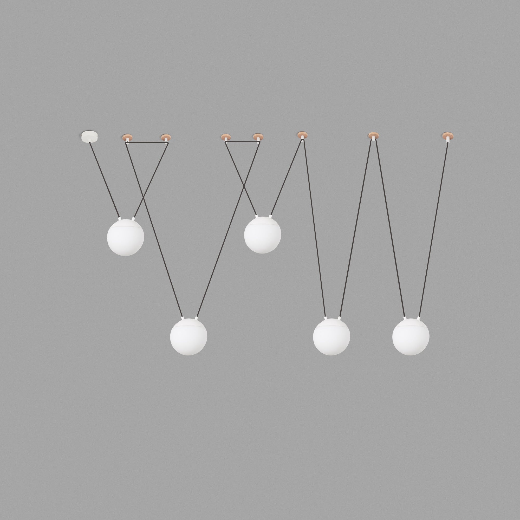 Lámpara colgante MINE GLASS SPACE 5L blanco FARO 28375-5L, diseño moderno de cristal opal y aluminio en ambiente interior residencial Nahtrang, iluminación suspension contemporánea