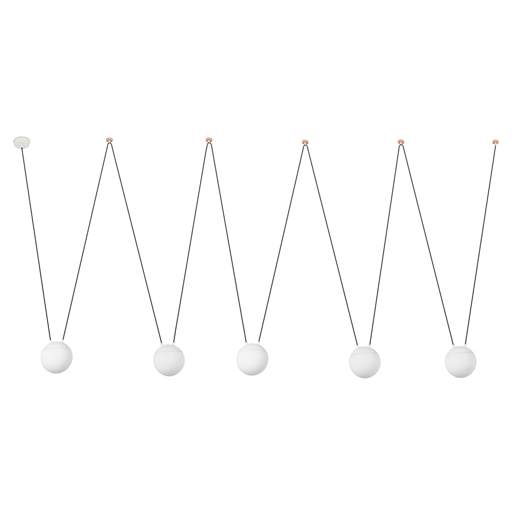 Lámpara colgante MINE GLASS SPACE 5L blanco FARO 28375-5L, diseño moderno cristal opal aluminio para iluminación interior residencial