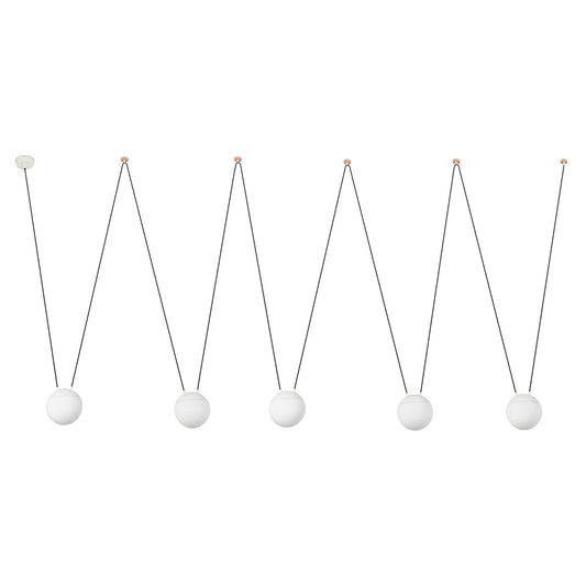 Lámpara colgante MINE GLASS SPACE 5L blanco FARO 28375-5L, diseño moderno cristal opal aluminio para iluminación interior residencial