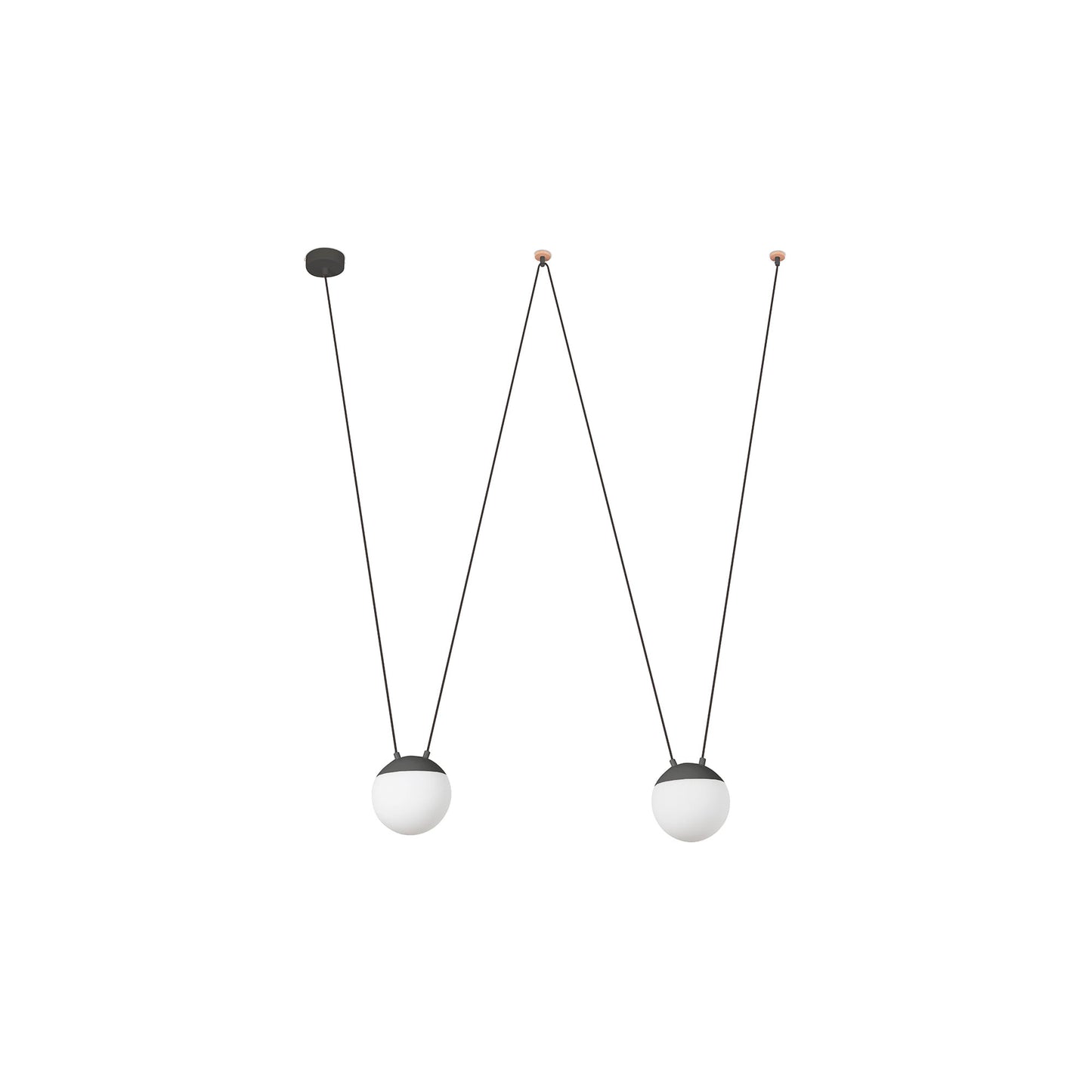 Lámpara colgante MINE SPACE 2L gris de FARO (28376-2L), diseño Nahtrang con aluminio y cristal opal para interior residencial y restauración