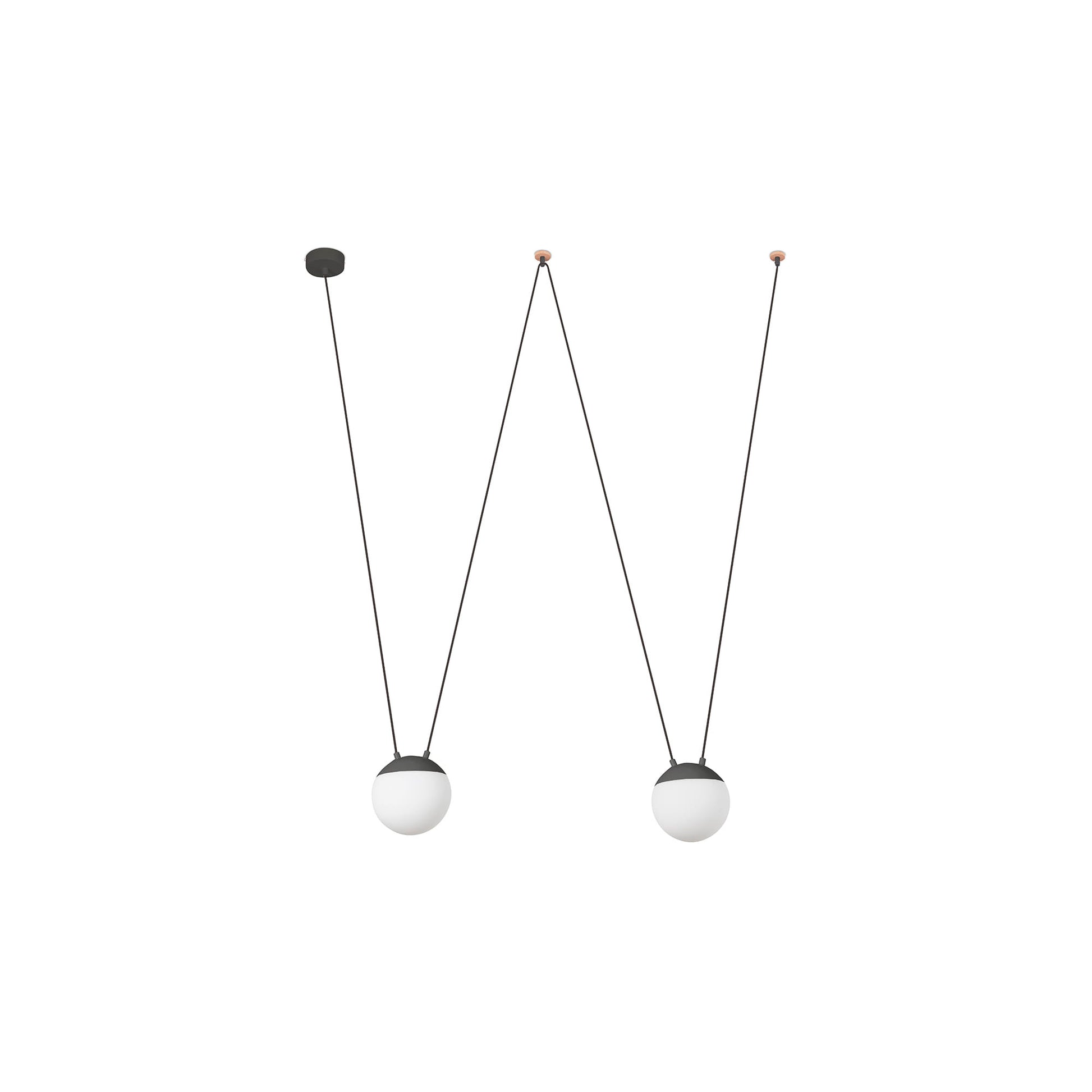 Lámpara colgante MINE SPACE 2L gris de FARO (28376-2L), diseño Nahtrang con aluminio y cristal opal para interior residencial y restauración