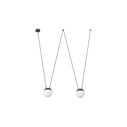 Lámpara colgante MINE SPACE 2L gris de FARO (28376-2L), diseño Nahtrang con aluminio y cristal opal para interior residencial y restauración