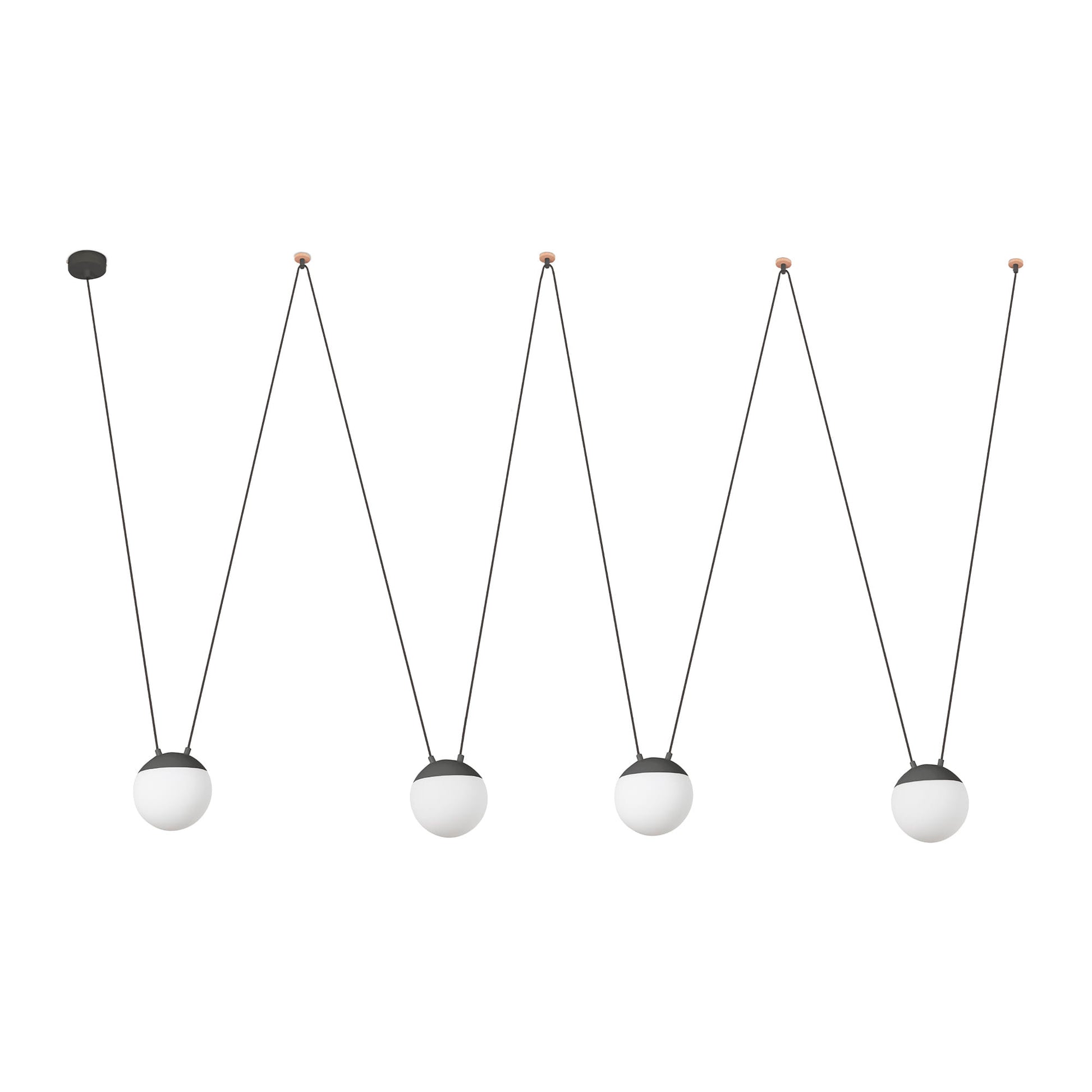 Lámpara colgante MINE SPACE 4L gris de FARO, diseño de metal y cristal opal para iluminación interior residencial y comercial, modelo 28376-4L