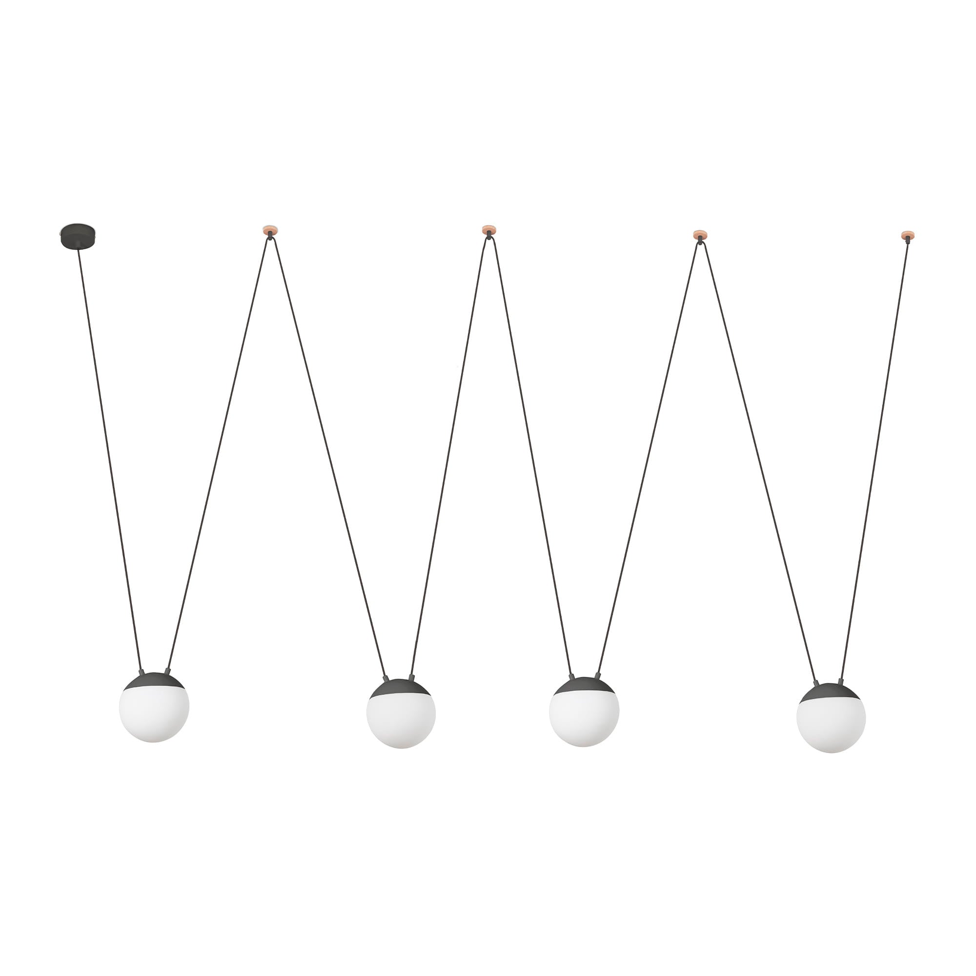 Lámpara colgante MINE SPACE 4L gris de FARO, diseño de metal y cristal opal para iluminación interior residencial y comercial, modelo 28376-4L