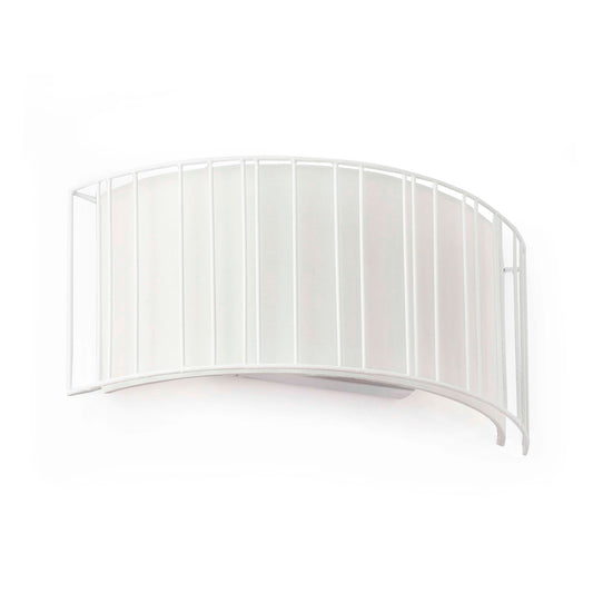 Lámpara aplique LINDA en blanco de FARO, modelo 29306 de la colección 1562, diseño contemporáneo de luminaria de superficie para pared interior en acero y textil, iluminación moderna.
