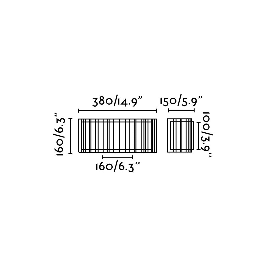 Diagrama de medidas de la lámpara aplique LINDA en blanco de FARO modelo 29306, luminaria de pared de diseño contemporáneo en acero y textil, iluminación interior de superficie de la colección 1562