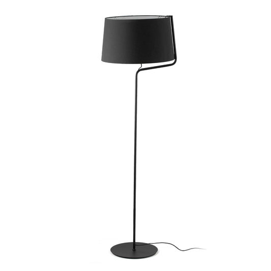 Lámpara de pie BERNI negro FARO 29336, diseño minimalista en acero y textil para iluminación de salón interior