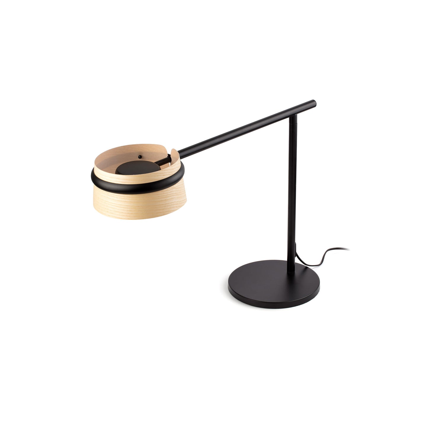 Lámpara de sobremesa LOOP Fresno de FARO en madera de fresno y acero, LED regulable con diseño Ribaudí para iluminación cálida en interior, oficina y hogar | Ref. 29398