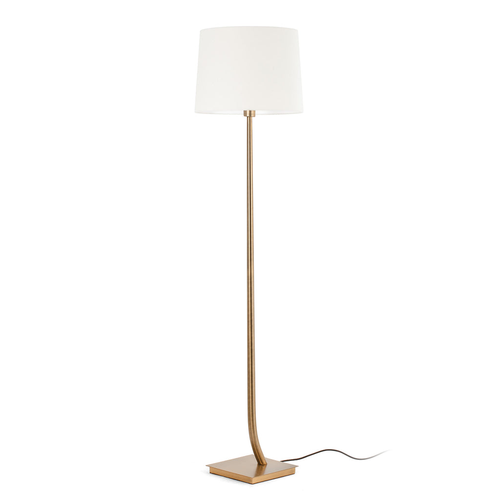 Lámpara de pie REM en oro viejo y blanca de FARO modelo 29687-07, diseño atemporal para iluminación residencial interior y luminaria superficie, ideal para hoteles y hogares.