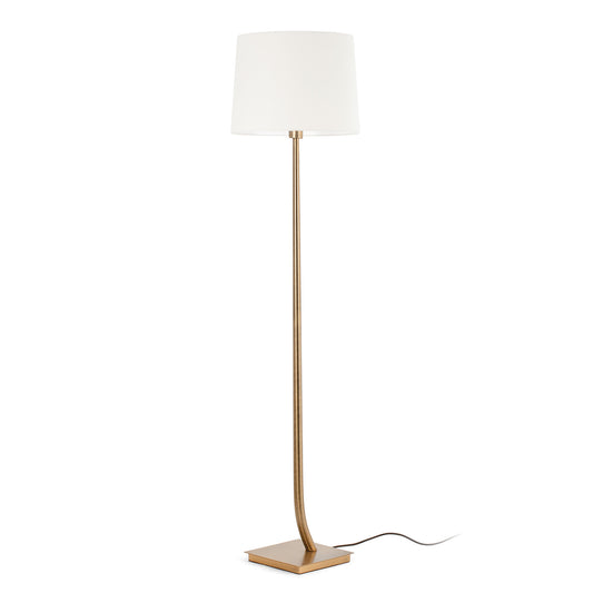Lámpara de pie REM en oro viejo y blanca de FARO modelo 29687-07, diseño atemporal para iluminación residencial interior y luminaria superficie, ideal para hoteles y hogares.