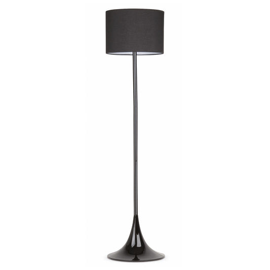 Lámpara de pie negra contemporánea FARO serie 651 modelo 29764, luminaria de superficie en acero y textil para iluminación de salón interior