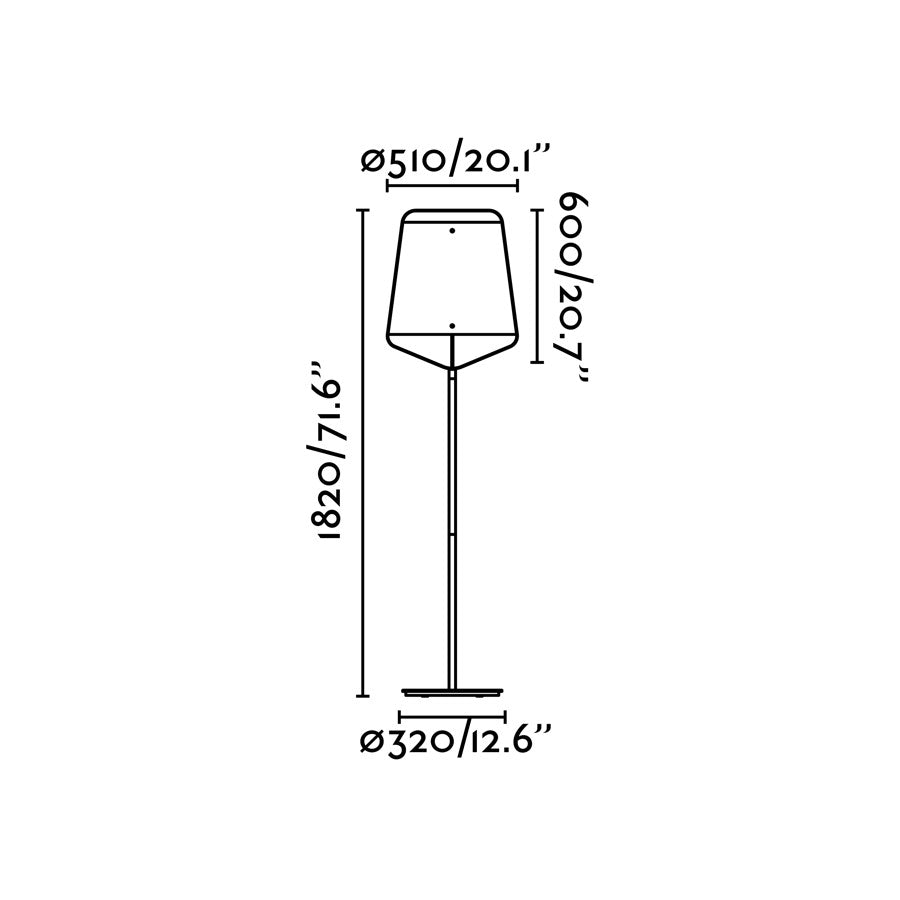 Dimensiones de la lámpara de pie STOOD negro y madera de cerezo FARO 29847, diseño moderno para salón interior