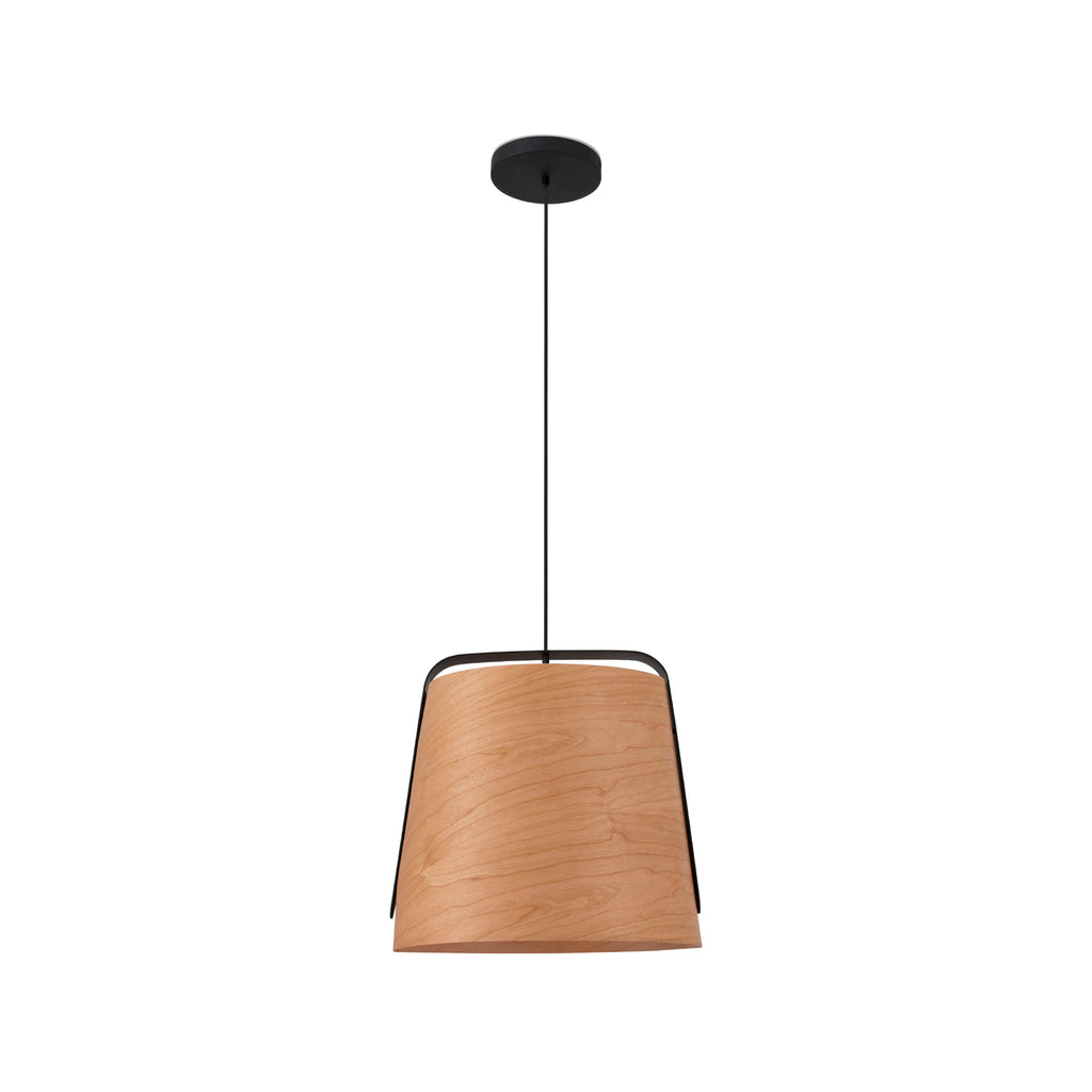 Lámpara colgante STOOD de FARO en negro y madera de cerezo, diseño moderno para iluminación interior del hogar, luminaria de suspensión 29848