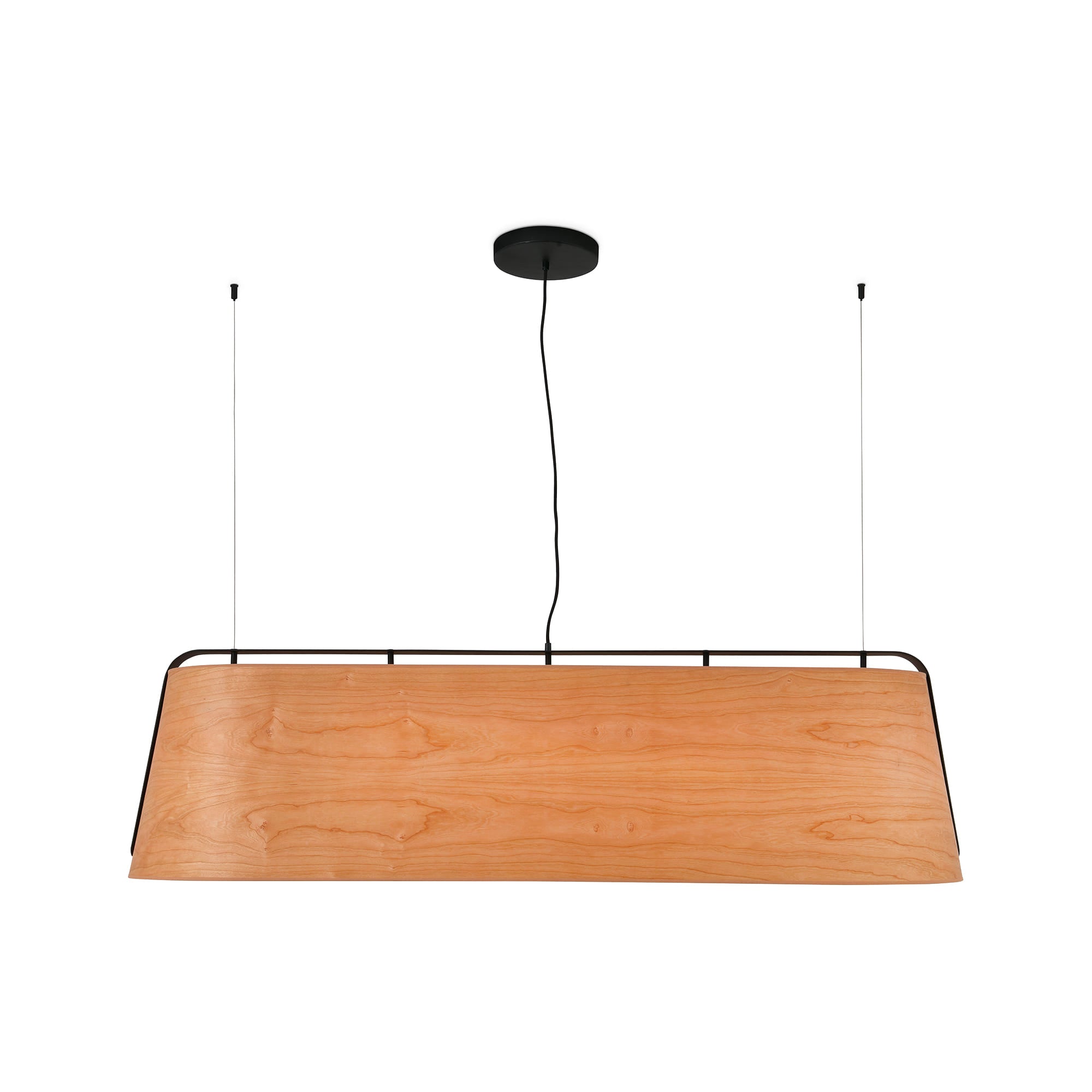 Lámpara colgante STOOD 5L de FARO en negro mate y madera cerezo, diseño LÚCID moderno para iluminación interior del hogar, suspensión techo con LED E27