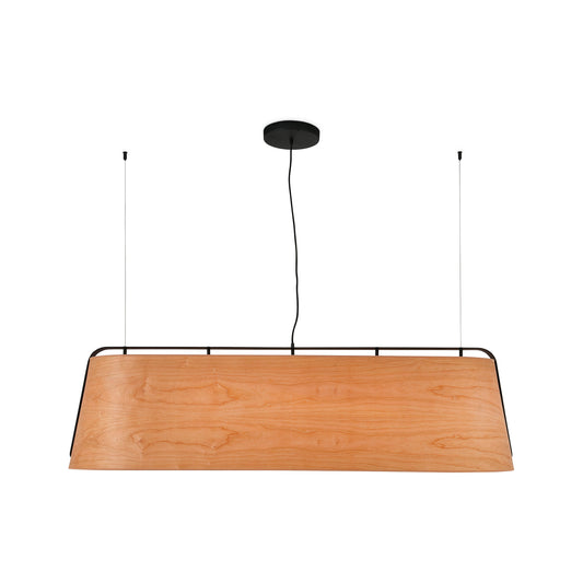 Lámpara colgante STOOD 5L de FARO en negro mate y madera cerezo, diseño LÚCID moderno para iluminación interior del hogar, suspensión techo con LED E27