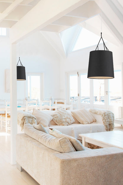 Lámpara colgante TREE negra de FARO (29864) en ambiente interior contemporáneo, diseño en acero y textil con casquillo E27 LED para iluminación acogedora.