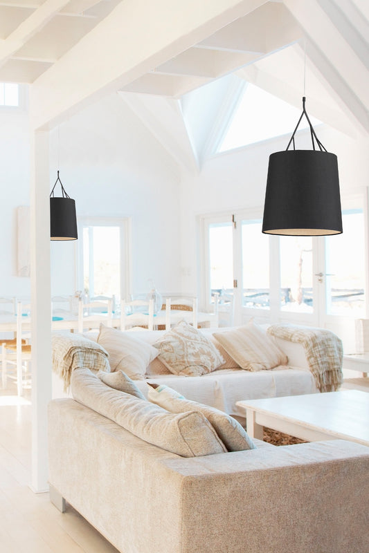 Lámpara colgante TREE negra de FARO (29864) en ambiente interior contemporáneo, diseño en acero y textil con casquillo E27 LED para iluminación acogedora.