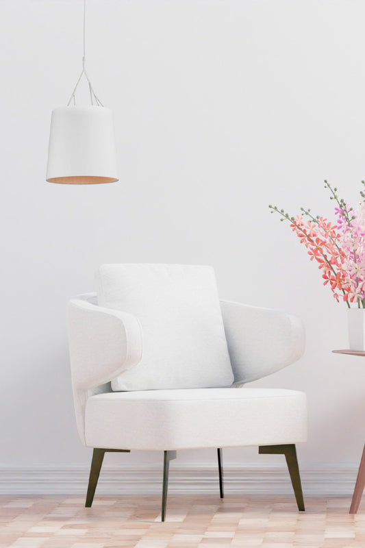 Lámpara colgante TREE en blanco de FARO modelo 29865, suspendida en interior moderno con diseño de acero y textil para iluminación hogareña.