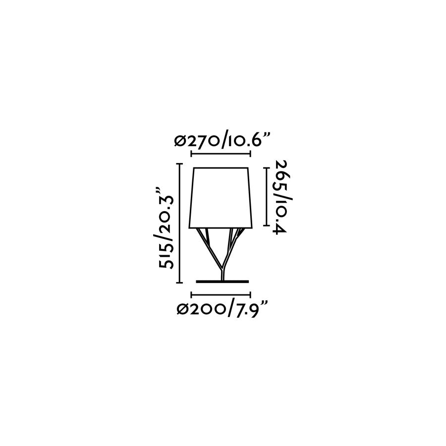 Medidas de la lámpara de sobremesa TREE blanco FARO 29867, diseño contemporáneo en acero y textil, luminaria interior colección 1563 para iluminación hogar