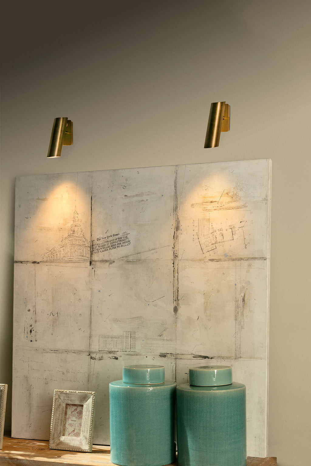 Lámpara de aplique LINK Bronce FARO 29897 en ambiente interior, iluminación de pared en acero con diseño contemporáneo por Estudi Ribaudi, luminaria de superficie serie 1564